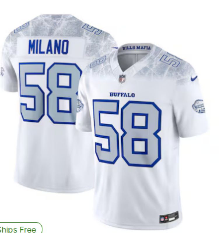 Men Buffalo Bills 58 Milano Nike White 2025 Rivalries Collection Limited NFL Jersey 01